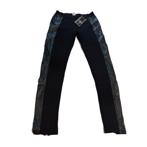 New Nordstrom Pants Stretch Legging Sz S Zip Ankle Faux Suede Side Panels Biker